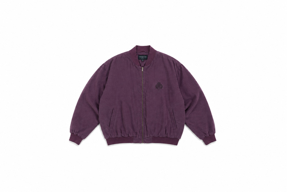 Townsend & Lake 100% Silk Bomber Jacket Vintage 90s Plum Purple Men's L